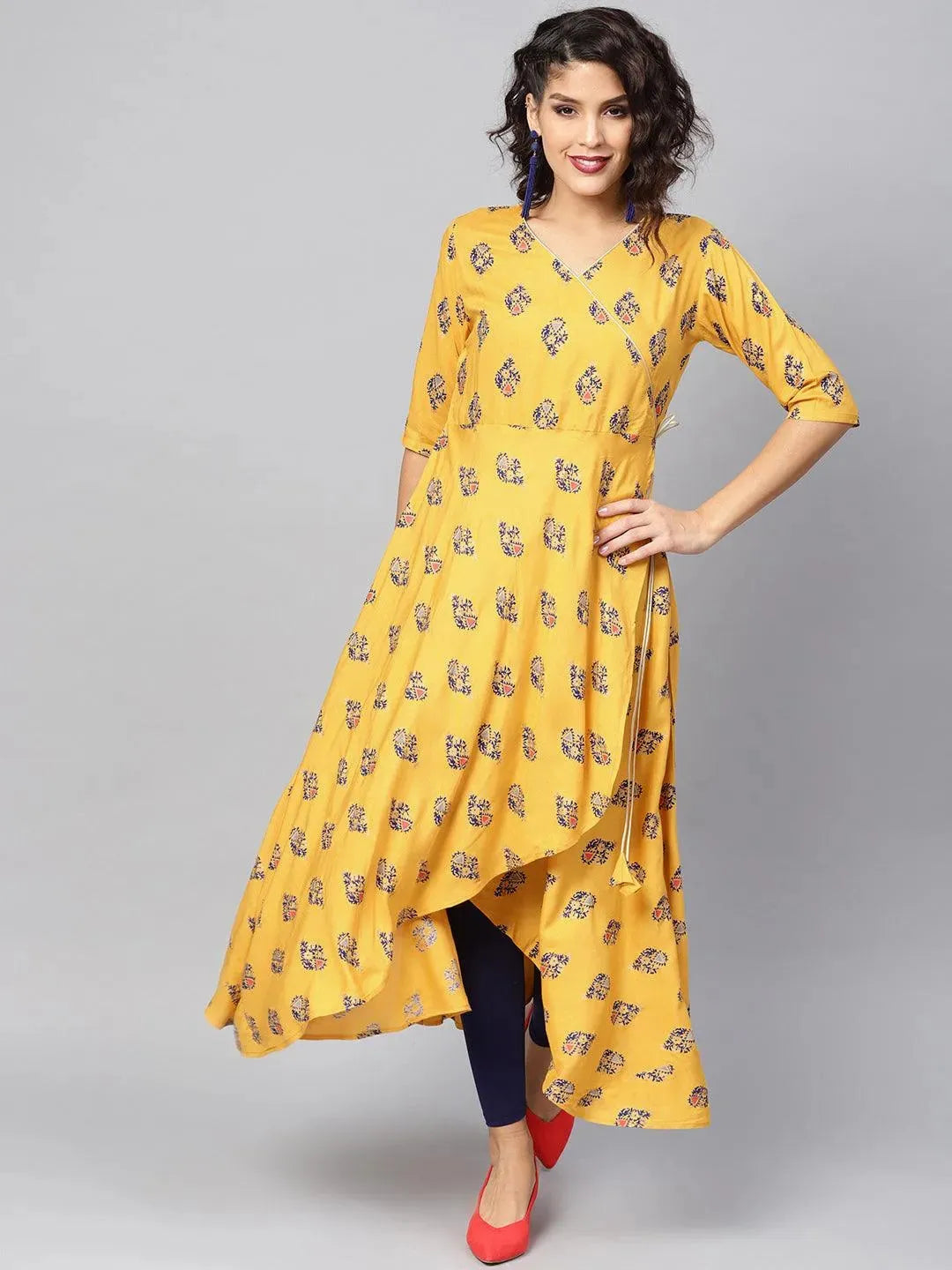 

Buy Yellow Printed Rayon Kurta - 8302MJ-XS | Libas Ethnic Wear Online