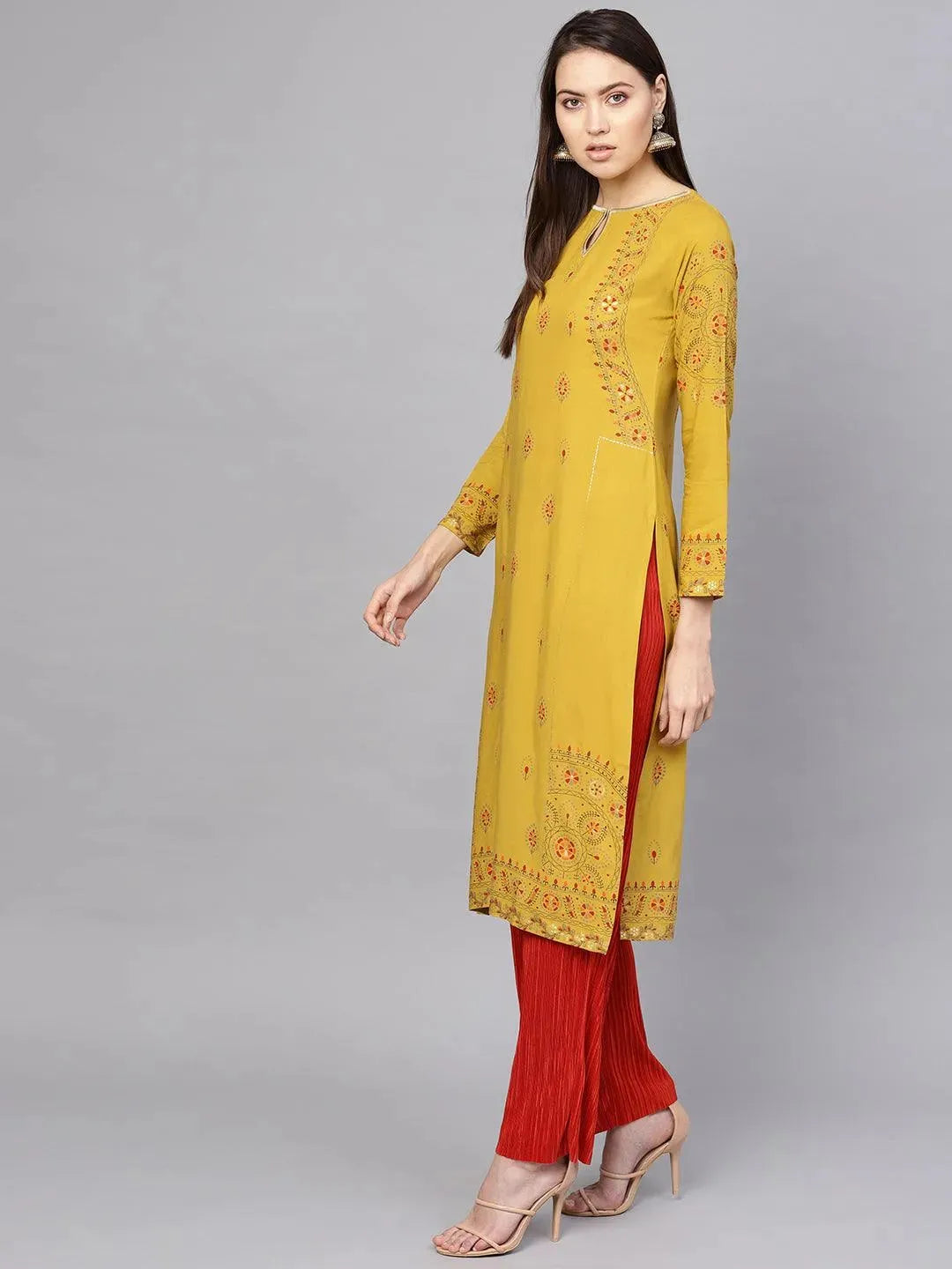 

Buy Yellow Printed Rayon Kurta - 8611-XS | Libas Ethnic Wear Online