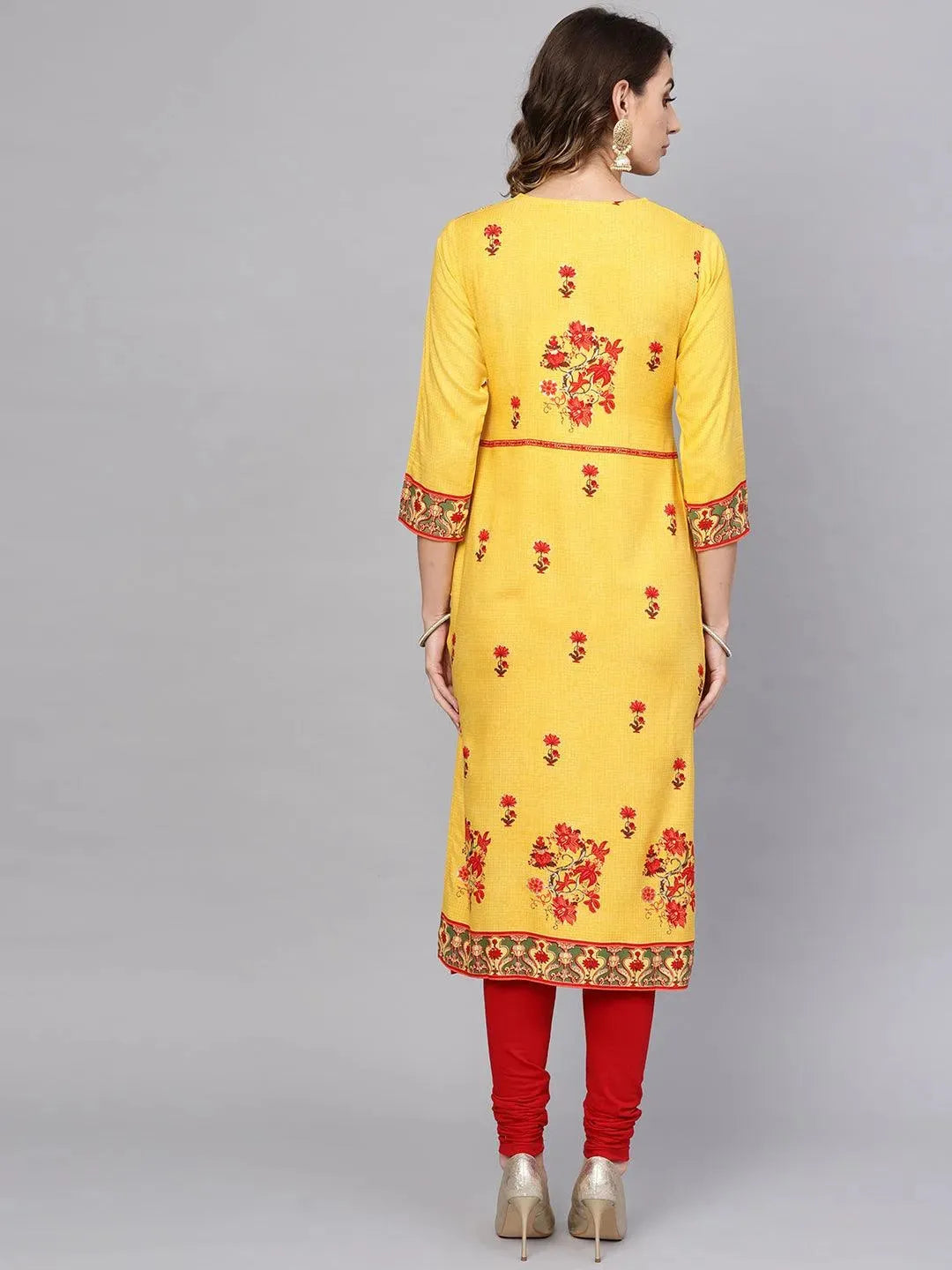 

Buy Yellow Printed Rayon Kurta - 8466-XS | Libas Ethnic Wear Online