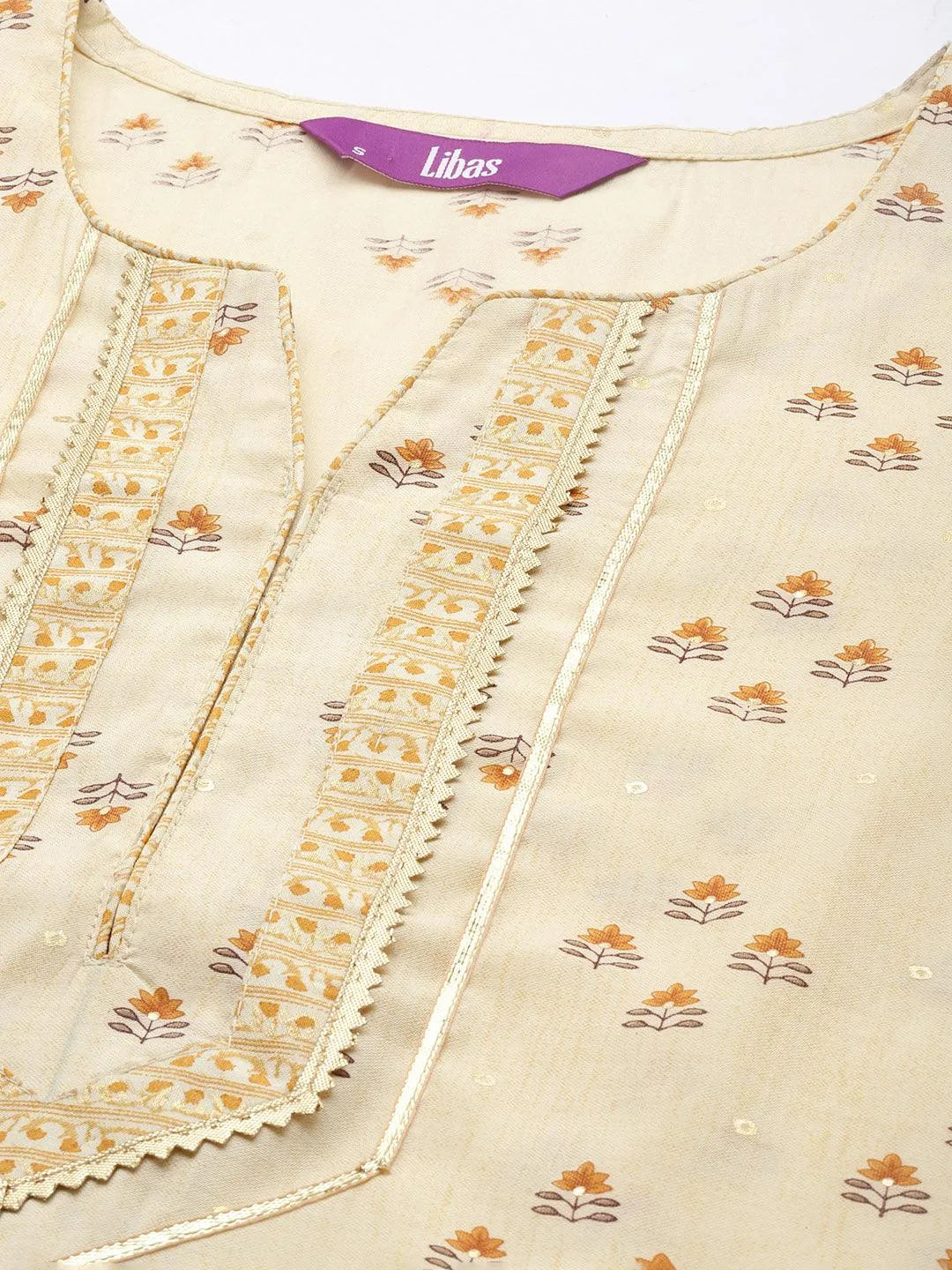 Yellow Printed Silk Blend Straight Kurta Set With Palazzos - Libas 