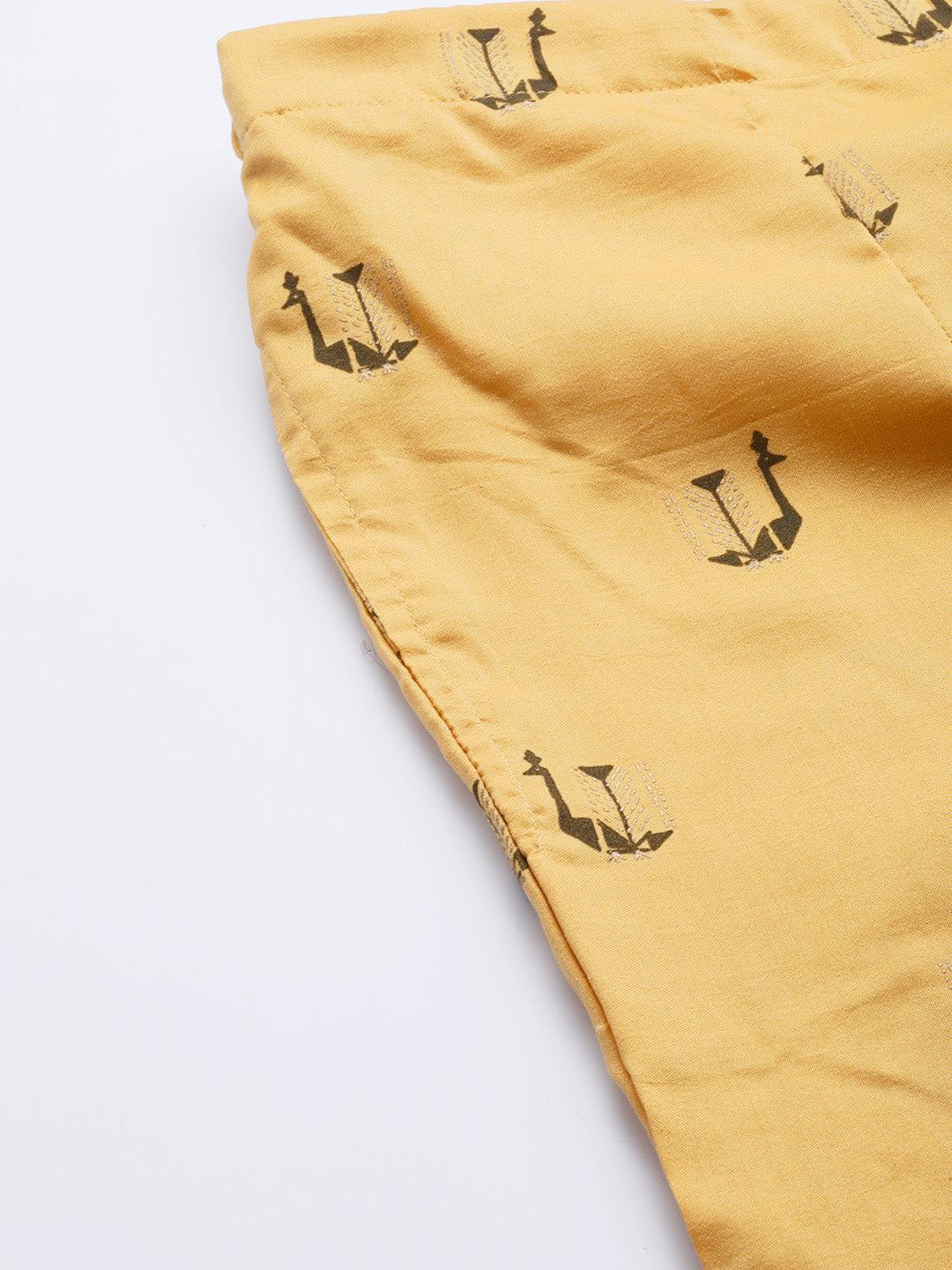 Yellow Printed Silk Palazzos