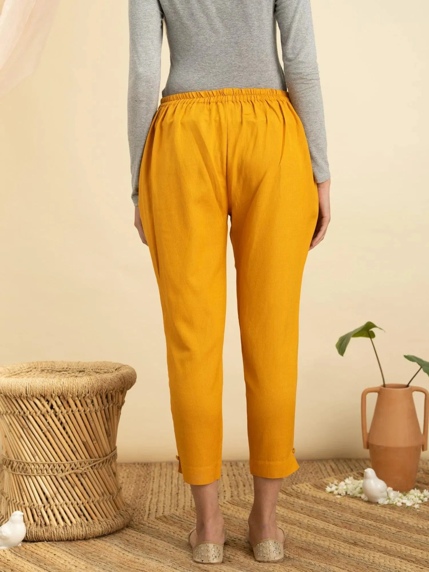 

Buy Yellow Solid Cotton Trousers - PL868O-S | Libas Ethnic Wear Online