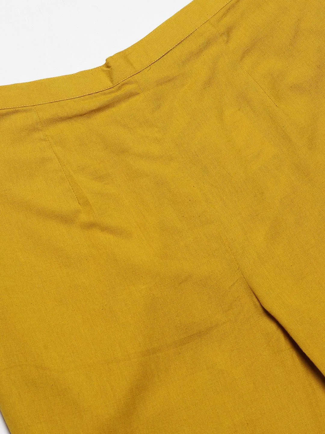 Yellow Solid Cotton Trousers - Libas 