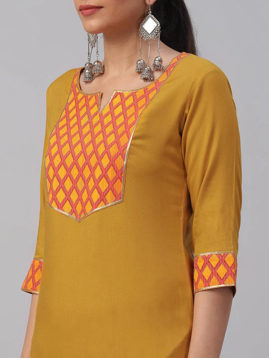 Yellow Solid Rayon Kurta Set - Libas 