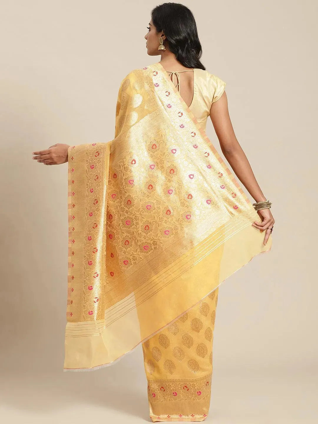 

Buy Yellow Woven Design Brocade Saree - 14678 | Libas Ethnic Wear Online