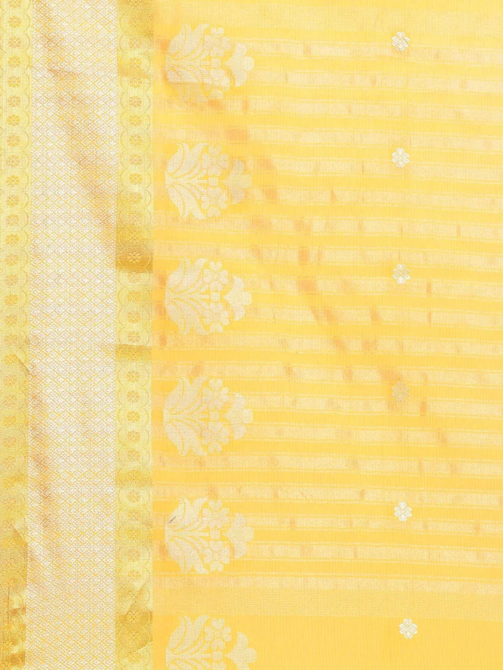 Yellow Woven Design Cotton Saree - Libas