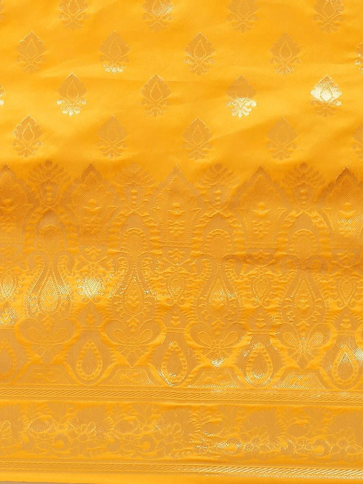 Yellow Woven Design Silk Saree - Libas