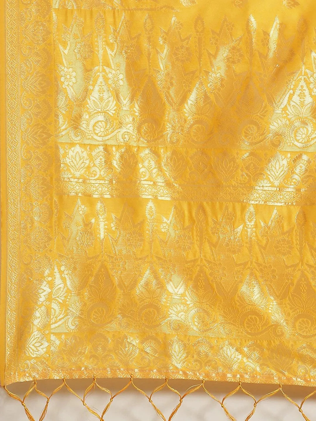 Yellow Woven Design Silk Saree - Libas