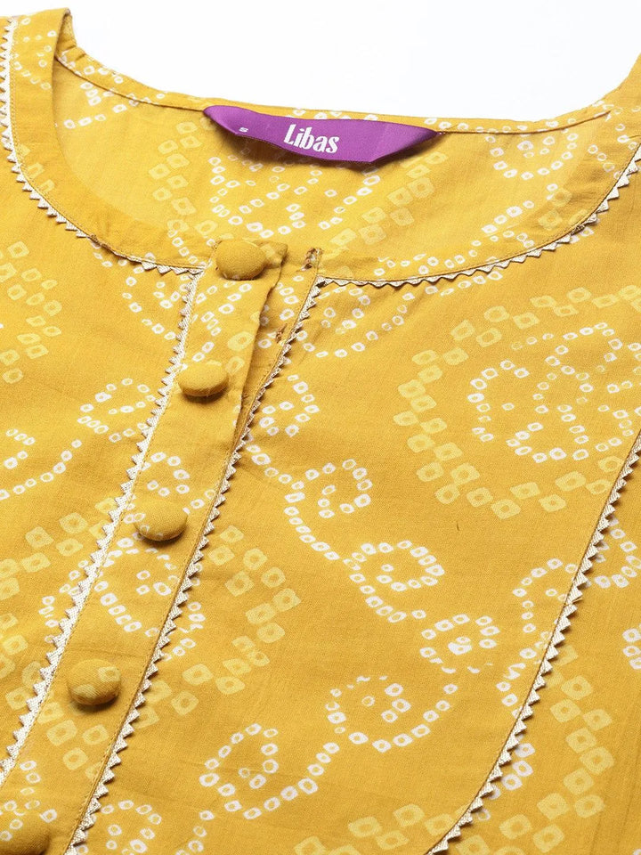 Yellow Yoke Design Cotton Straight Kurta - Libas