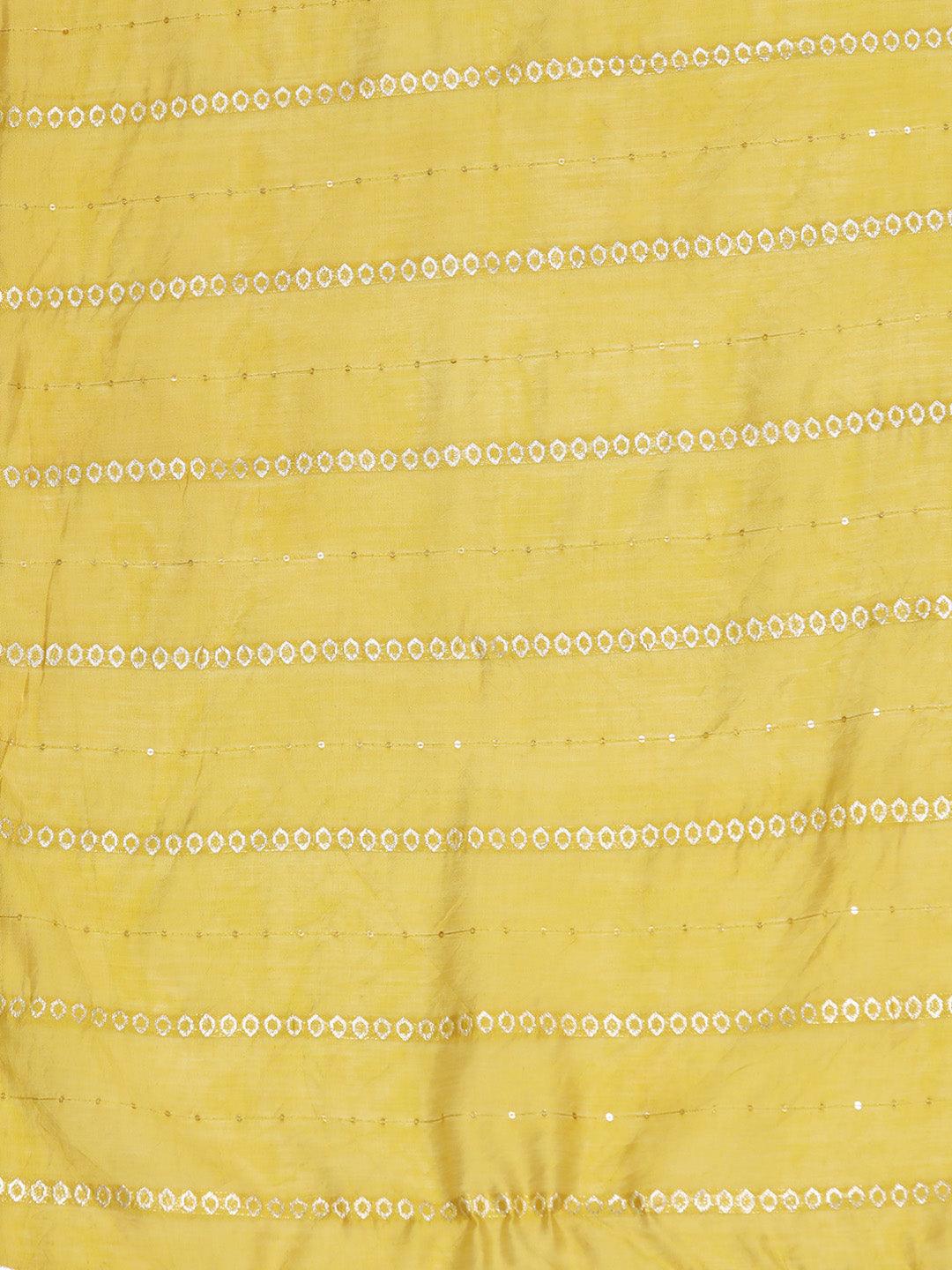 Yellow Yoke Design Silk Blend Straight Kurta With Trousers & Dupatta - Libas 