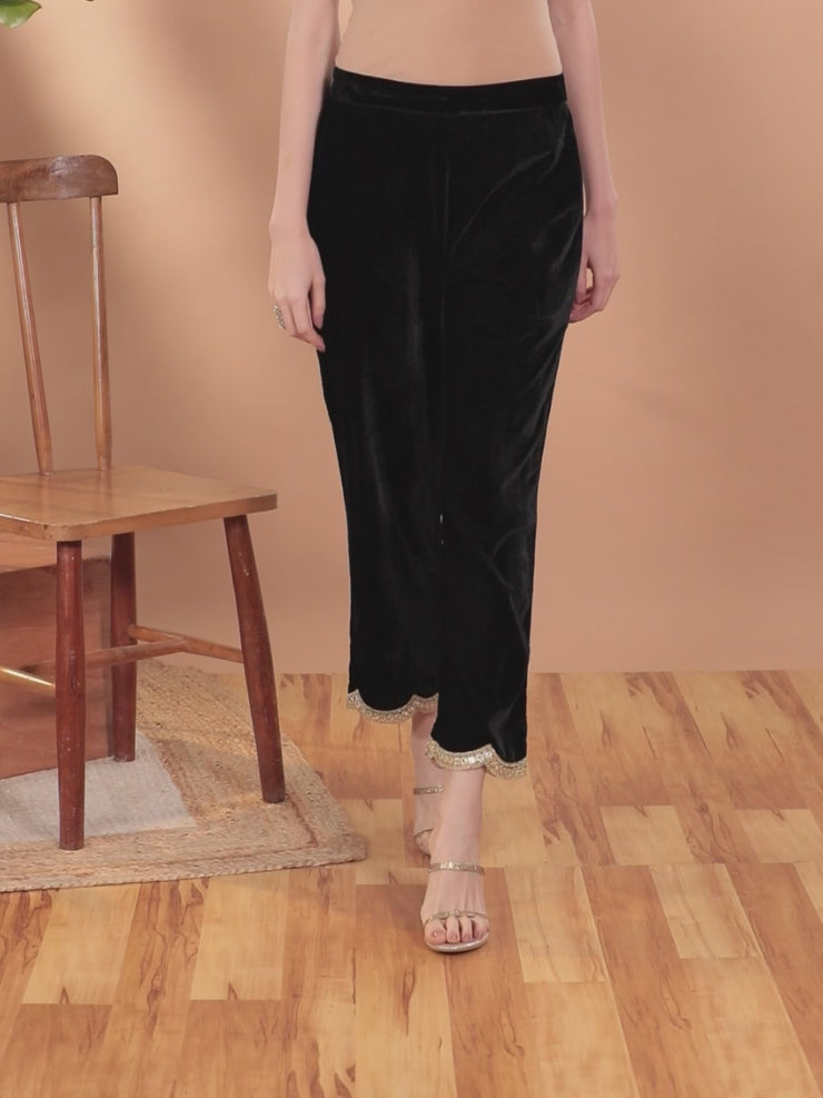 Buy Black Velvet Wide Leg Pants For Women Online in India  VeroModa