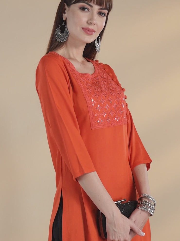 Orange kurtis outlet design