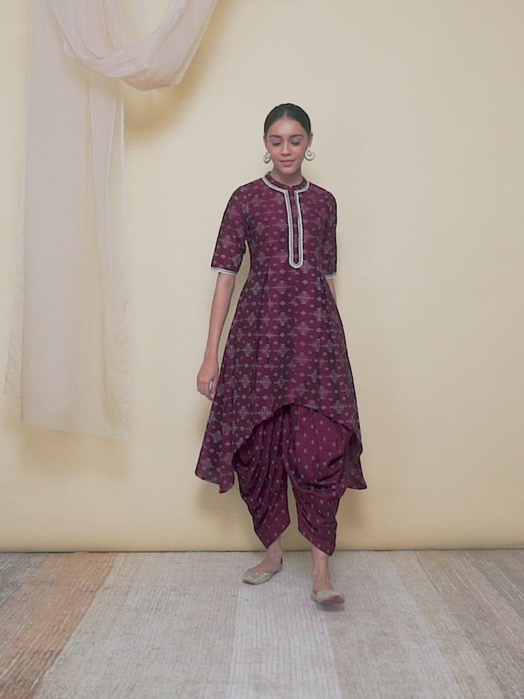 Buy Black Printed Cotton A-Line Kurta With Trousers and Dupatta Online at  Rs.1539 | Libas