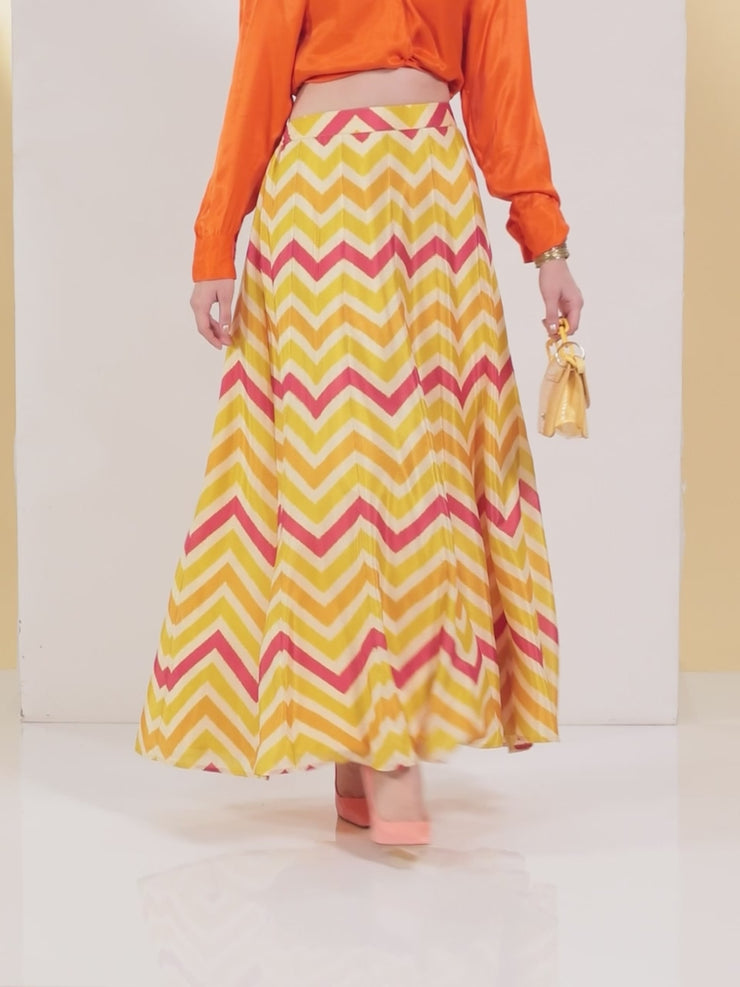 Buy Yellow Printed Crepe Skirt Online at Rs.699 | Libas