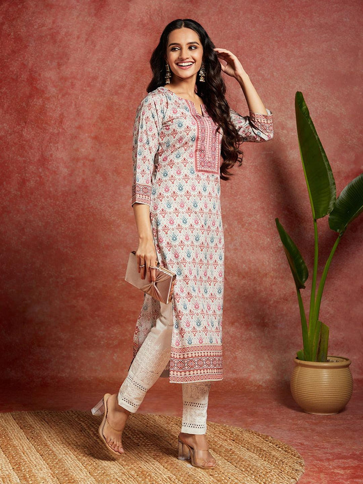 Green Printed Crepe Straight Kurta - Libas