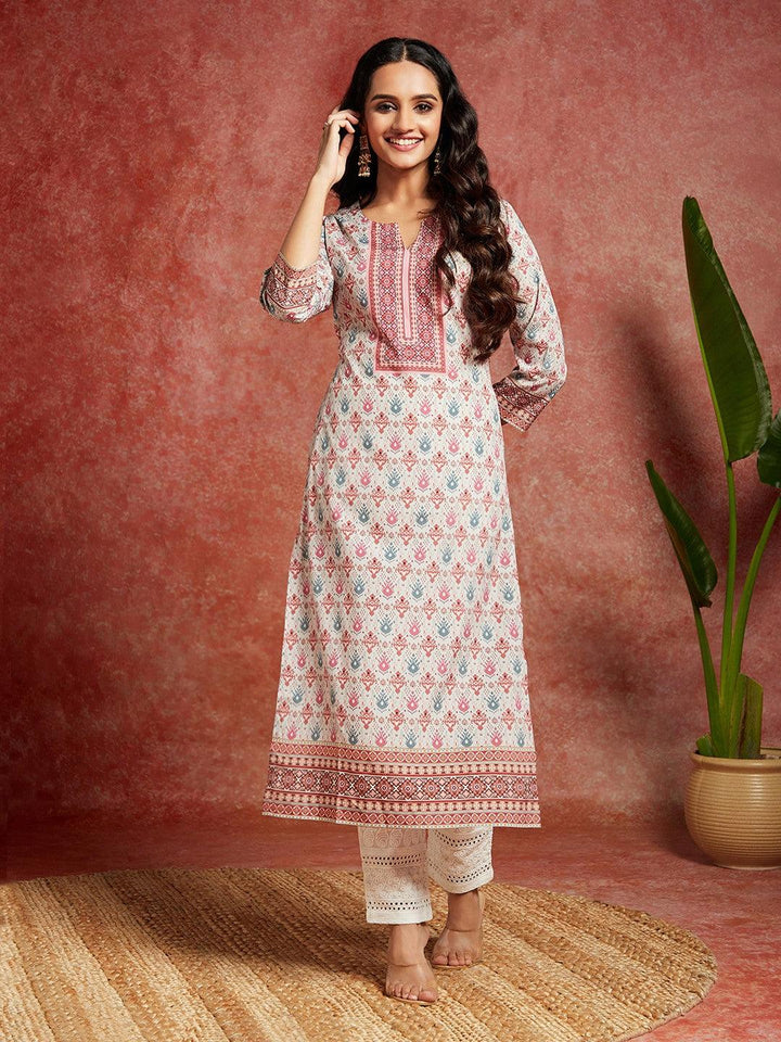 Green Printed Crepe Straight Kurta - Libas